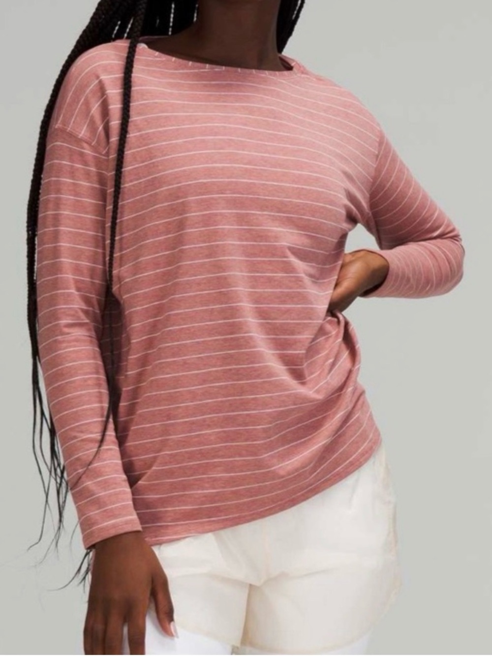 Lululemon Back In Action Long Sleeve
Short Serve Stripe. Size 4